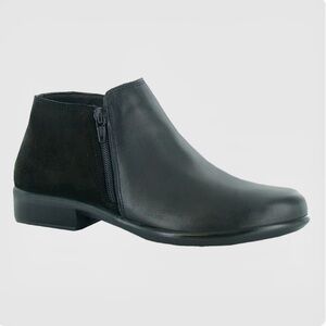 Naot Helm Black Leather and Suede Ankle Boots
